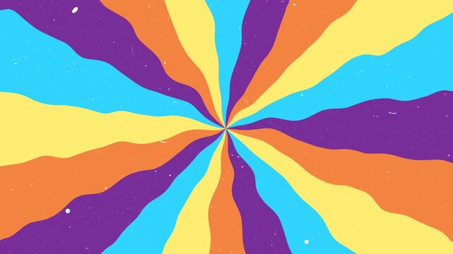Retro sunburst colorful vibrant wavy groovy background pattern