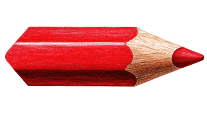 red wooden pencil illustration with sharpened tip and bold vibrant color rendered in clean minimal artistic style isolated on white background