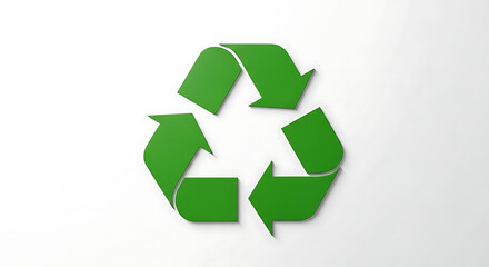 Obraz premium Green recycling symbol on a white background for eco friendly concepts