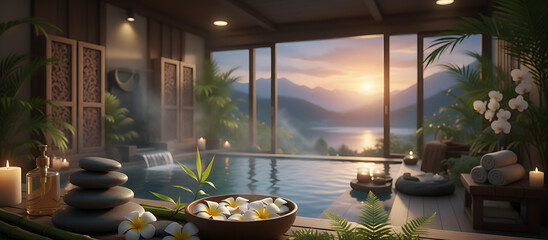 Cozy Modern Interior with Sunset City View