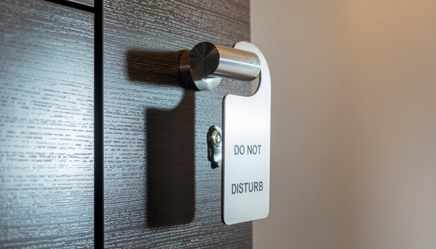 Privacy ensured 'Do Not Disturb' sign on a modern hotel room door, signaling a need for peace and quiet