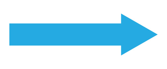 Obraz premium Straight long arrow, left thick line, blue cursor, horizontal element, thick pointer vector icon. Simple illustration of a blue long arrow icon isolated on white background.