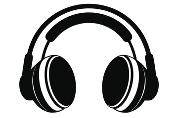 headphone silhouette line art vector illustration with a white background