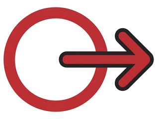 Red Arrow Circle Symbol for Direction and Movement Concept