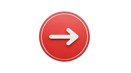 Red Circle with White Arrow Icon Isolated on Transparent Background