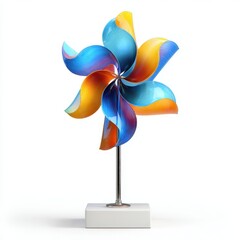 Colorful pinwheel sculpture art for decorative purposes.