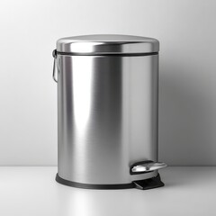 Stylish stainless steel trash can with foot pedal for easy use.