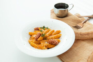 Delicious Creamy Sausage Pasta with Herbs and Parmesan