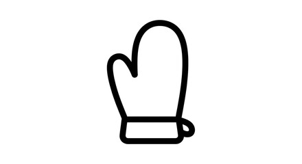 A simple line drawing of a mitten on a white background