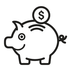 Piggy bank with dollar coin icon