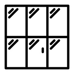 Glass wall rebound icon line style illustration