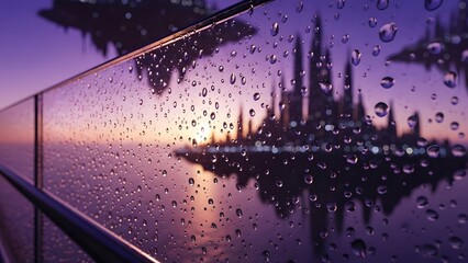 Rainy Sunset in the Future City