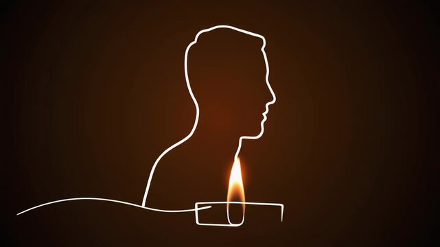 An unbroken glowing line gracefully evolves from a solitary candle flame