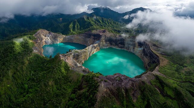 Kelimutu National Park Volcanic Crater Lakes of Flores Island, Indonesia