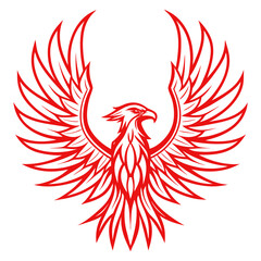 Obraz premium Eagle wing tattoo vector illustration design with tribal fire bird silhouette