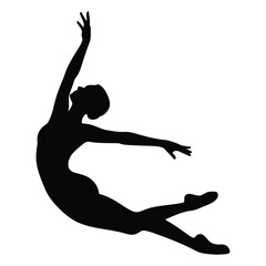 Fototapeta premium Graceful Ballet Dancers Silhouette - Elegant Female Ballerina Dance Vector Art silhouette of dynamic elegance ballet dancer leap silhouette of dynamic elegance ballet dancer leap Vector Design 