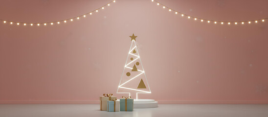 Simple Christmas Tree with Gifts and Soft Lighting
