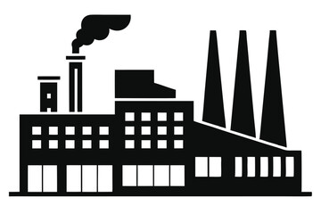 factory silhouette line art vector illustration with a white background