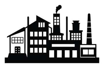 Fototapeta premium factory silhouette line art vector illustration with a white background