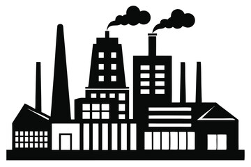 Obraz premium factory silhouette line art vector illustration with a white background
