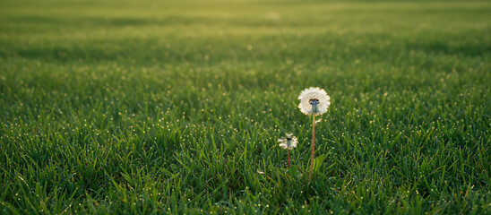 Single Dandelion in a Grassy Meadow