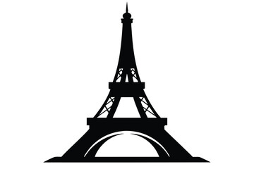 Obraz premium eiffel tower silhouette line art vector illustration with a white background