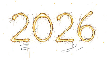 Sparkling 2026 new year celebration design on dark blue background festive mood