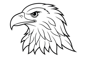 eagle head silhouette line art vector illustration with a white background