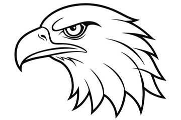 eagle head silhouette line art vector illustration with a white background