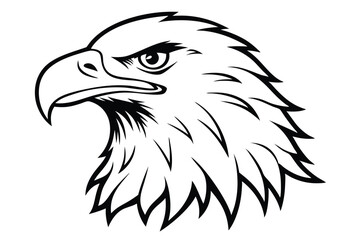 eagle head silhouette line art vector illustration with a white background