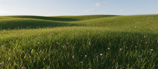 Tranquil Green Field Under Clear Blue Sky