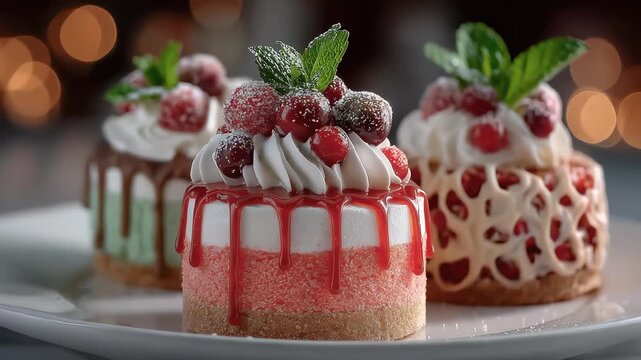 Christmas Season Exquisite Berry Cakes Sweet and Tempting