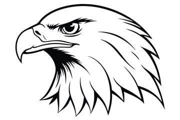 eagle head silhouette line art vector illustration with a white background