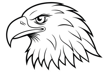 eagle head silhouette line art vector illustration with a white background