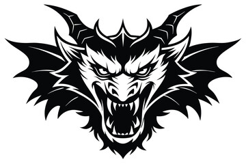 Obraz premium dragon head silhouette line art vector illustration with a white background