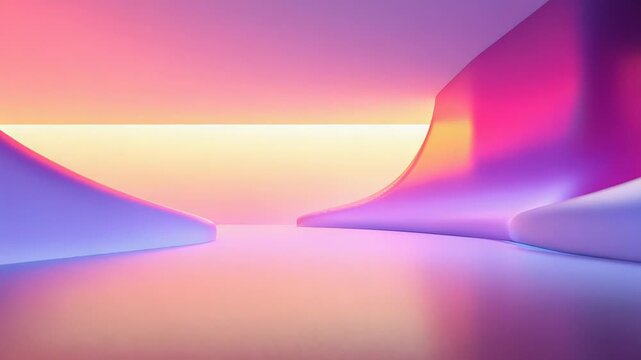 Futuristic abstract architecture interior featuring smooth gradient curves