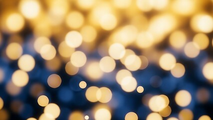 Golden warm bokeh lights blending into cool blue dark defocussed abstract background
