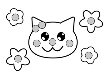 にっこり猫と花の20mm丸シール貼り台紙