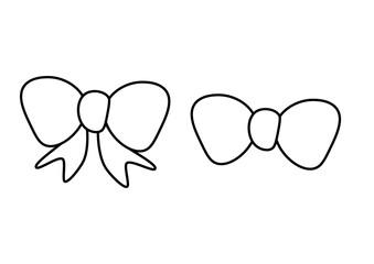 かわいいリボン2種類の塗り絵イラスト