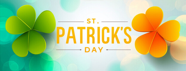St. Patrick's Day design with shamrocks and bokeh background