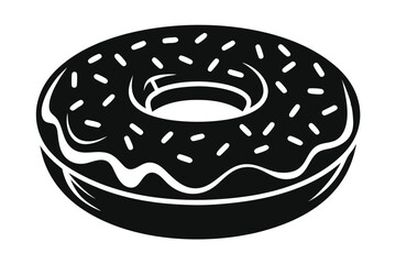 donut silhouette line art vector illustration with a white background