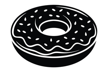donut silhouette line art vector illustration with a white background