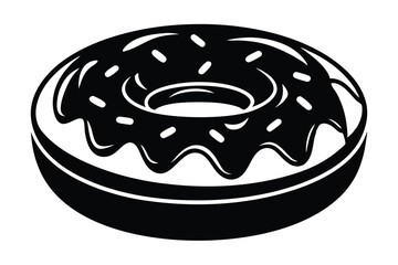 donut silhouette line art vector illustration with a white background