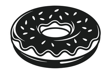 donut silhouette line art vector illustration with a white background