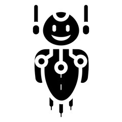 personal flying AI robot assistant glyph icon