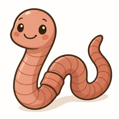 Fototapeta premium Vector Illustration of Cute Cartoon type Earthworm