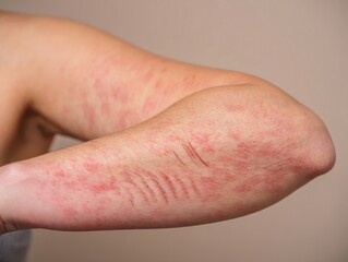 Close-up of a Human Arm with Eczema or Skin Irritation
