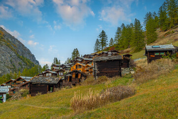 Zermatt,  Switzerland Alpine Village  at sunset