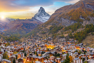 Zermatt,  Switzerland Alpine Village with the Matterhorn