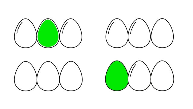 Colorful Easter Eggs in Rows, Bright Green Egg Highlighted, Lineup Graphic